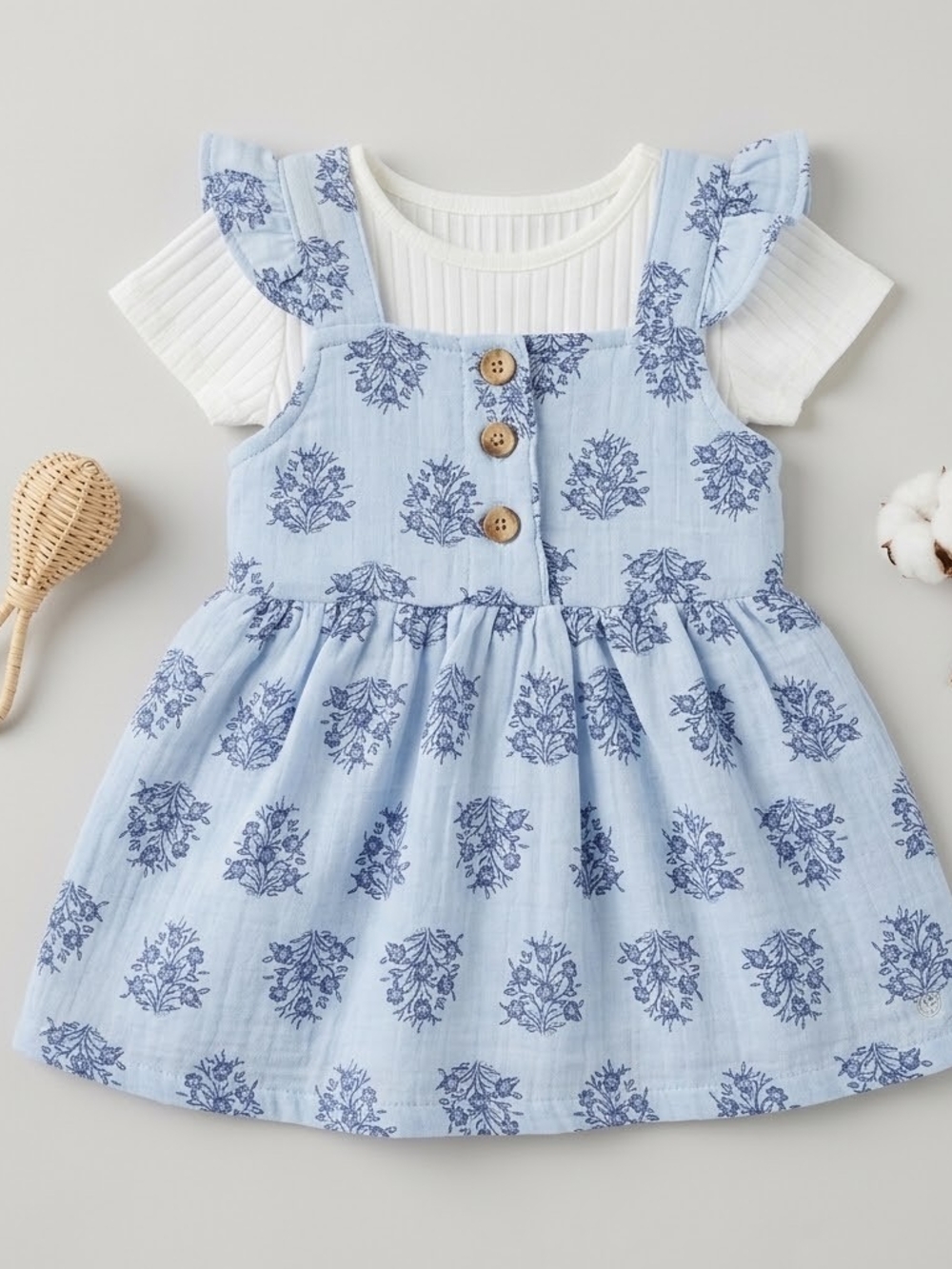 Light Blue Floral Cotton Sundress